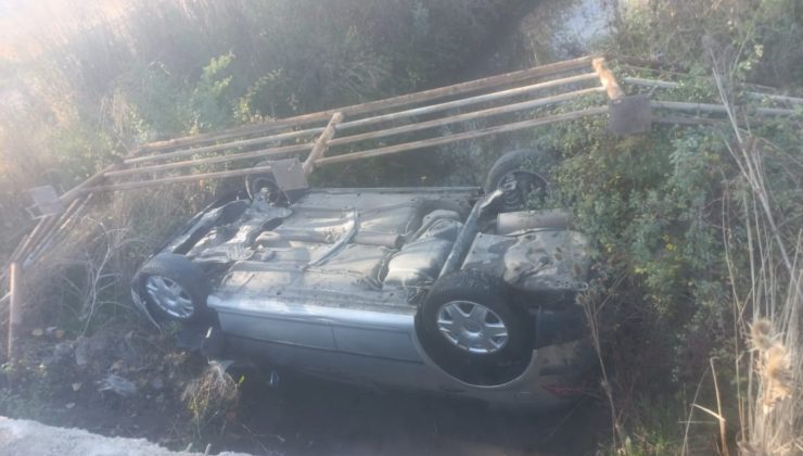 Otomobil sulama kanalına devrildi: 1 yaralı