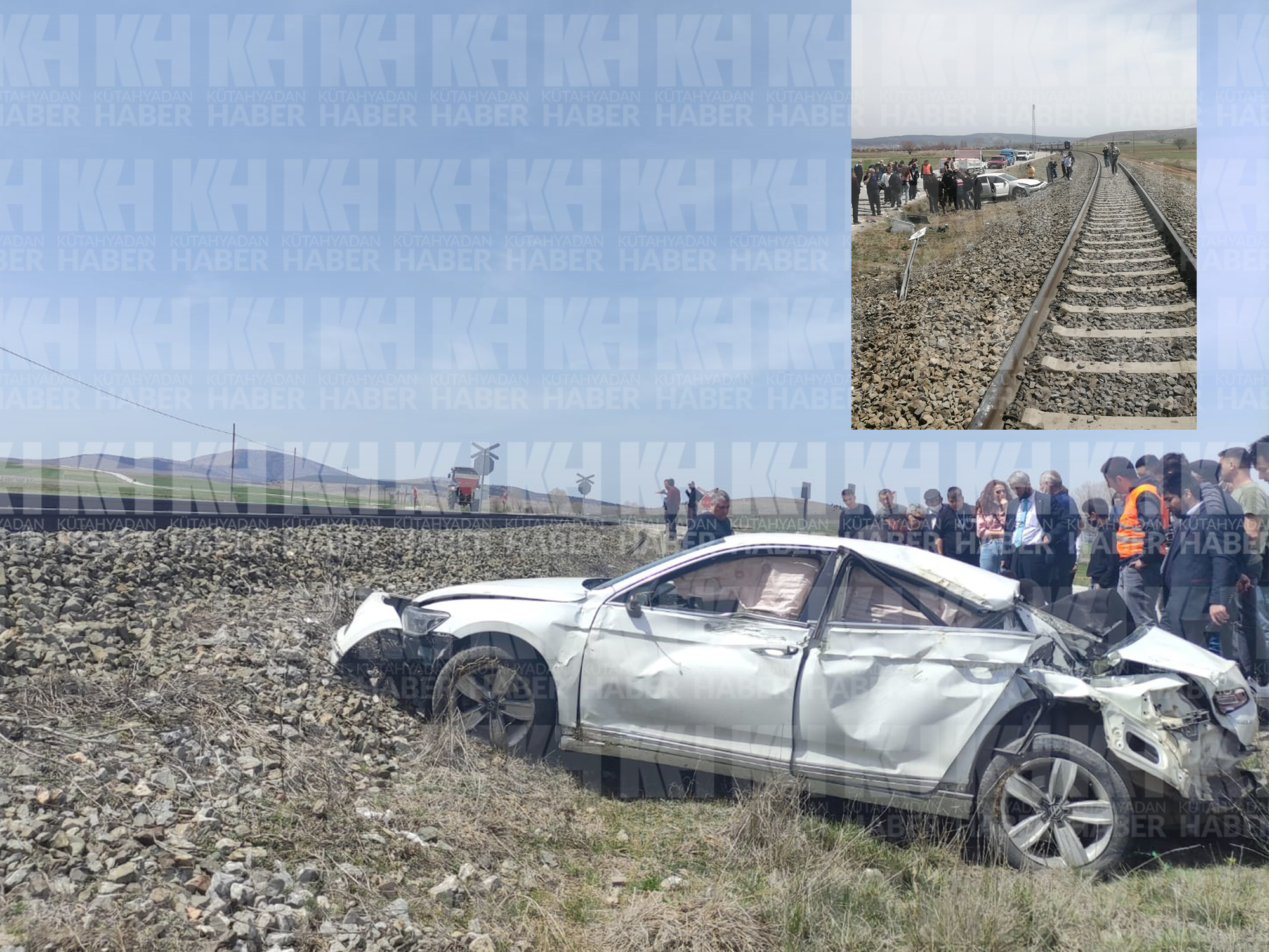 Tren çarpan otomobil metrelerce sürüklendi!