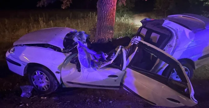 Otomobil ağaca çarptı: 2 ölü, 1 yaralı