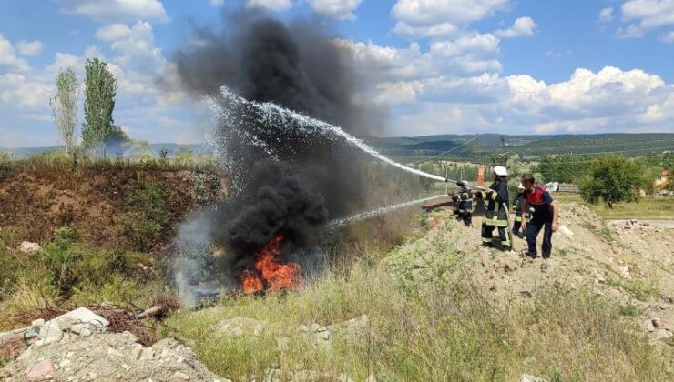 Hisarcık itfaiyesinden tatbikat