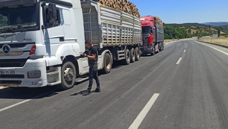 Orman ürünleri taşıyan araçlar denetlendi