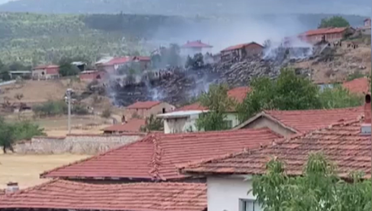 Evlerin arasında çıkan yangın korkuttu