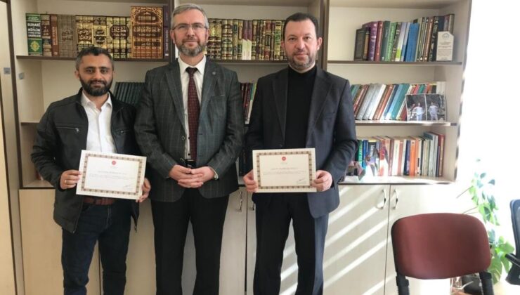 Diyanetten DPÜ akademisyenlerine teşekkür belgesi