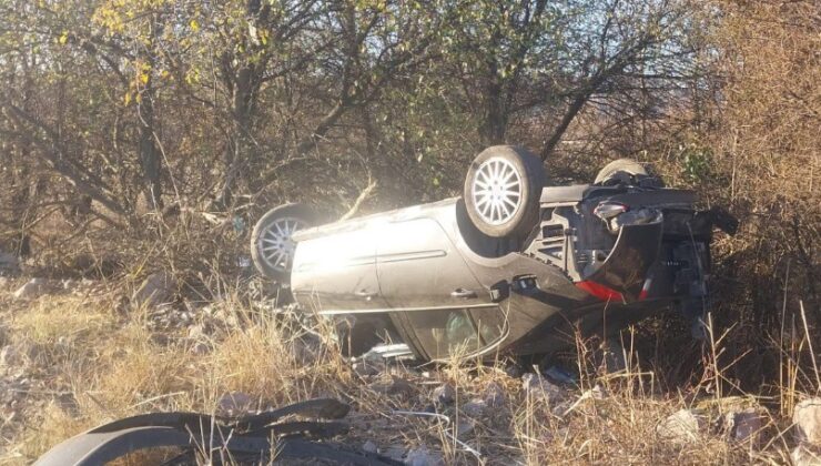 Takla atan otomobilin sürücüsü yaralandı