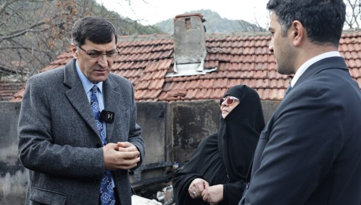 Başkan Kahveci’den evi yanan kadına destek