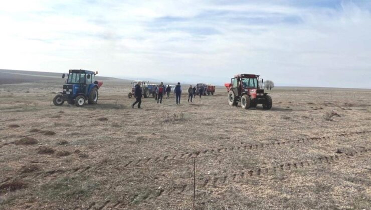 Altıntaş’ta meralarına 16 tonluk gübre desteği