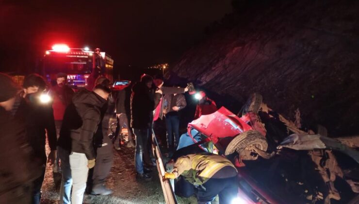 Bariyerleri aşarak şarampole uçtu