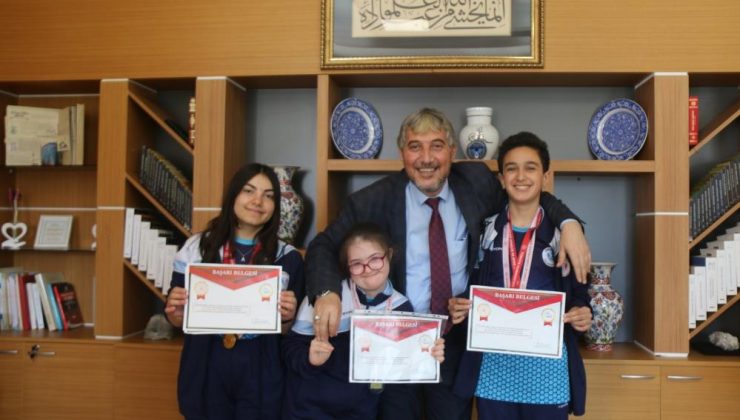 Müdür Yılmaz Türkiye derecesi yapan özel sporcuları ağırladı