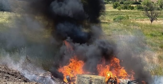 Takla atan otomobil alev aldı: 1’i ağır 5 yaralı