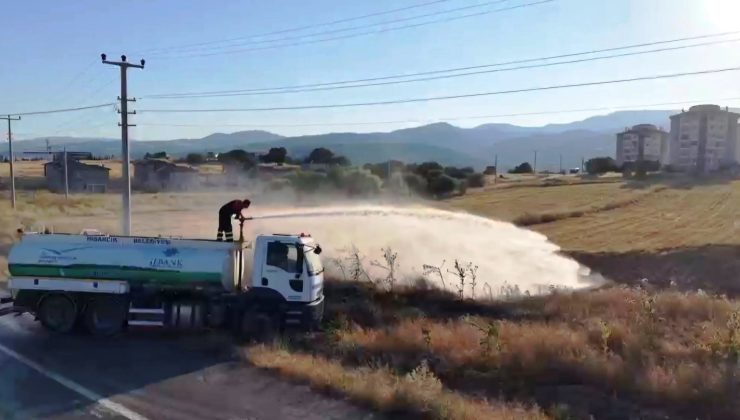 Arazi yangınında dumandan etkilenen itfaiye eri hastanelik oldu