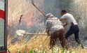 OTLUK ALANDA ÇIKAN YANGIN EVLERE SIÇRAMADAN SÖNDÜRÜLDÜ
