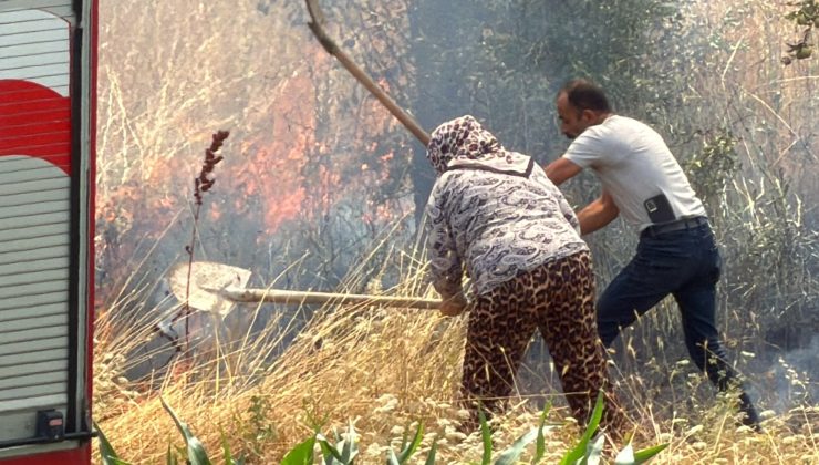 OTLUK ALANDA ÇIKAN YANGIN EVLERE SIÇRAMADAN SÖNDÜRÜLDÜ