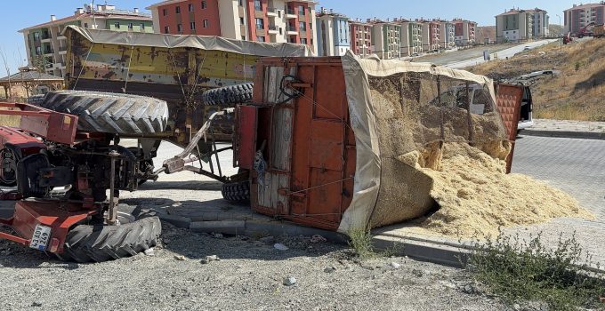 Devrilen traktörün sürücüsü yaralandı