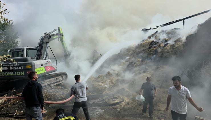 Samanlıkta çıkan yangında ev, ahır ve samanlık kullanılamaz hale geldi