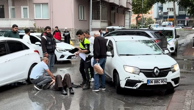 KARŞIYA GEÇMEK İSTEYEN YAŞLI ADAMA OTOMOBİL ÇARPTI