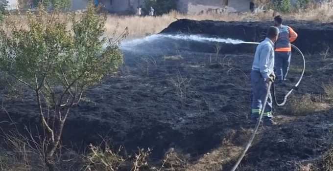 Ot yangını köylülerin hızlı müdahalesiyle söndürüldü